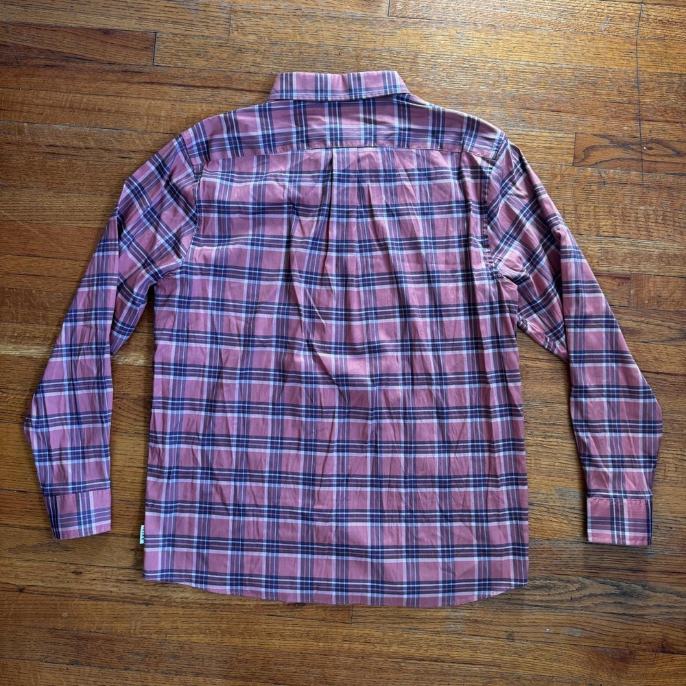 ROWM Mens Large Pink Purple Plaid Long Sleeve Button Down Stretch Shirt L - Picture 8 of 8
